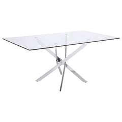 Carmelo X-shaped Dining Table Chrome and Clear - 107931