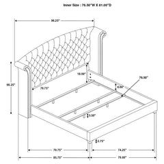 Melody Upholstered Eastern King Wingback Bed Pacific Blue - 223371KE