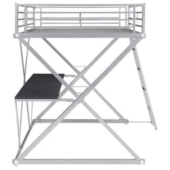 Hyde Metal Full Workstation Loft Bed Silver - 400034F