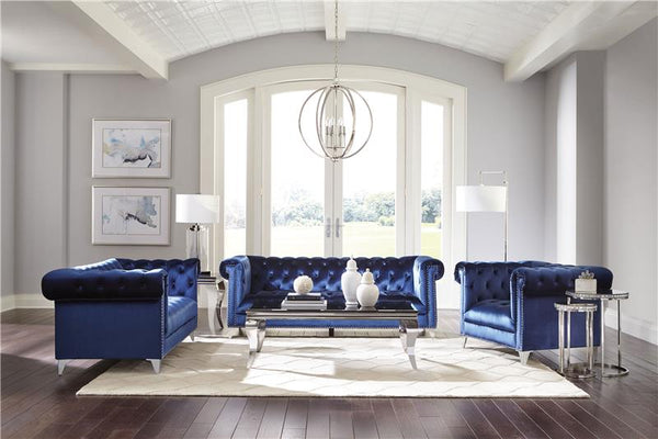 Bleker Upholstered Tuxedo Arm Tufted Sofa Blue - 509481