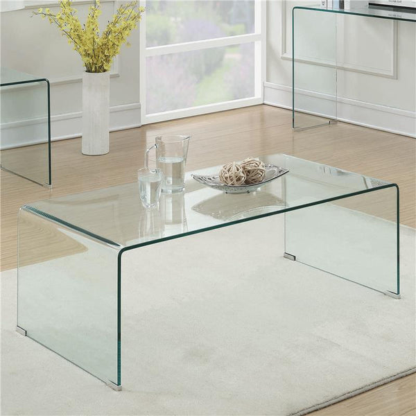 Ripley Rectangular Tempered Bent Glass Coffee Table Clear - 705328