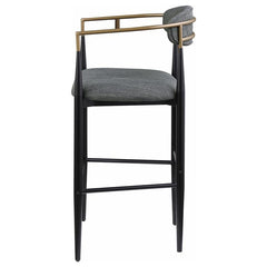 Tina Metal Pub Height Bar Stool with Upholstered Back and Seat Dark Grey (Set of 2) - 121189