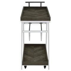 Kinney 2-tier Bar Cart with Storage Drawer Rustic Grey and Chrome - 181025