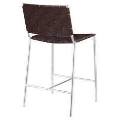 Adelaide Upholstered Counter Height Stool with Open Back Brown and Chrome - 183583