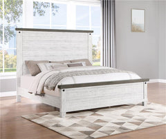 Lilith Wood Queen Panel Bed Distressed White - 224471Q