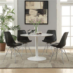 Lowry 5-piece Round Dining Set Tulip Table with Eiffel Chairs Black - 105261-S5K