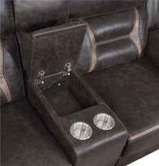 Greer Upholstered Motion Reclining Loveseat Brown - 651355