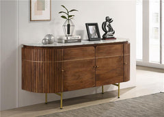 Ortega 4-door Marble Top Dining Sideboard Server White and Natural - 105145