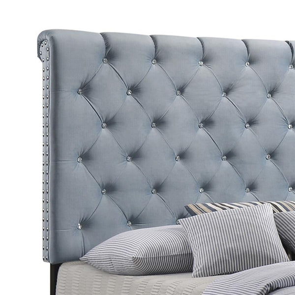 Warner Upholstered Eastern King Panel Bed Slate Blue - 310041KE