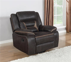 Greer Upholstered Swivel Glider Recliner Chair Brown - 651356