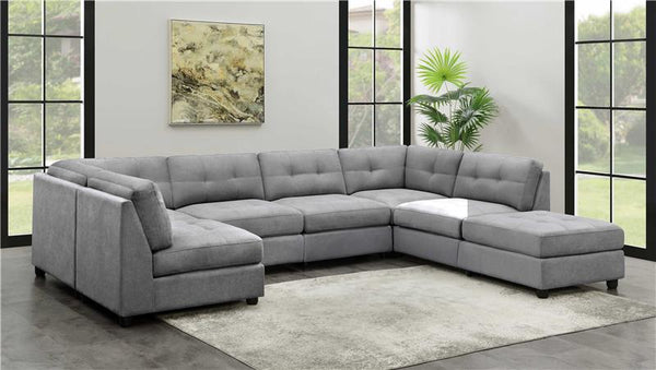 Claude 7-piece Upholstered Modular Sectional Sofa Dove - 551004-SETA