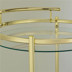 Chrissy 2-tier Round Glass Bar Cart Brass - 181366