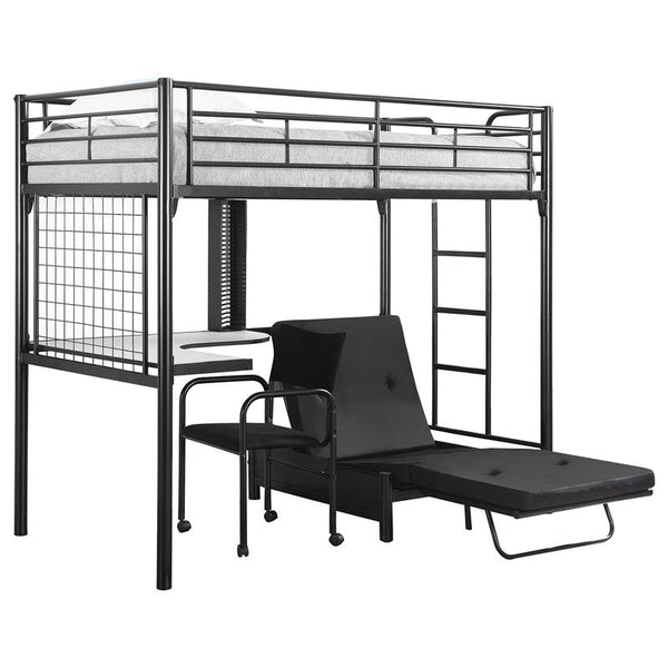 Jenner Metal Twin Futon Workstation Loft Bed Black - 2209