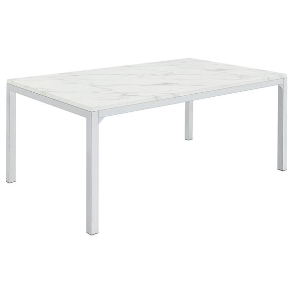 Athena Rectangle Dining Table with Marble Top Chrome - 110101