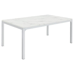 Athena Rectangle Dining Table with Marble Top Chrome - 110101