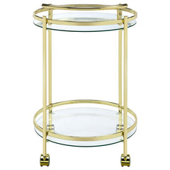 Chrissy 2-tier Round Glass Bar Cart Brass - 181366