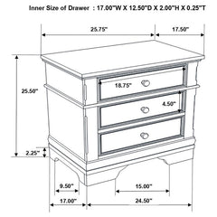 Cambridge 3-drawer Rectangular Nightstand Cappuccino - 203192