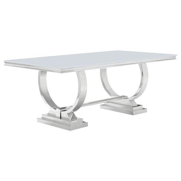 Antoine Rectangle Dining Table White and Chrome - 108811
