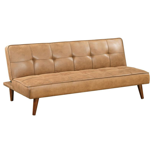 Jenson Upholstered Tufted Convertible Sofa Bed Saddle Brown - 360234