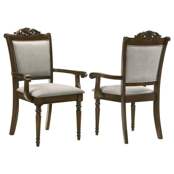 Willowbrook Upholstered Dining Armchair Grey and Chestnut (Set of 2) - 108113