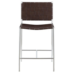 Adelaide Upholstered Counter Height Stool with Open Back Brown and Chrome - 183583