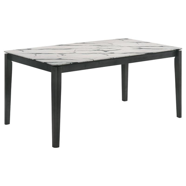 Stevie Rectangular Faux Marble Top Dining Table White and Black - 115111WG