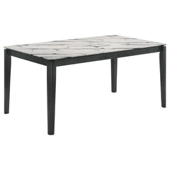 Stevie Rectangular Faux Marble Top Dining Table White and Black - 115111WG
