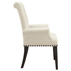 Alana Upholstered Arm Chair Beige and Smokey Black - 107283