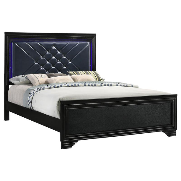 Penelope Wood Eastern King LED Panel Bed Midnight Star - 223571KE
