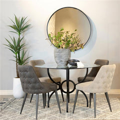 Aviano 48" Round Glass Top Dining Table Clear and Gunmetal - 108291BG