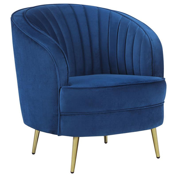 Sophia Upholstered Channel Tufted Barrel Accent Chair Blue - 506863