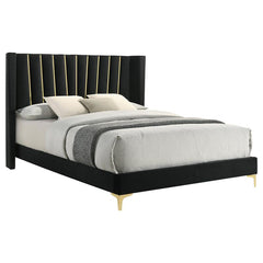 Kendall Upholstered Eastern King Panel Bed Black - 301161KE