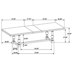 Aventine Rectangular Dining Table with Extension Leaf Charcoal and Vintage Chalk - 108241