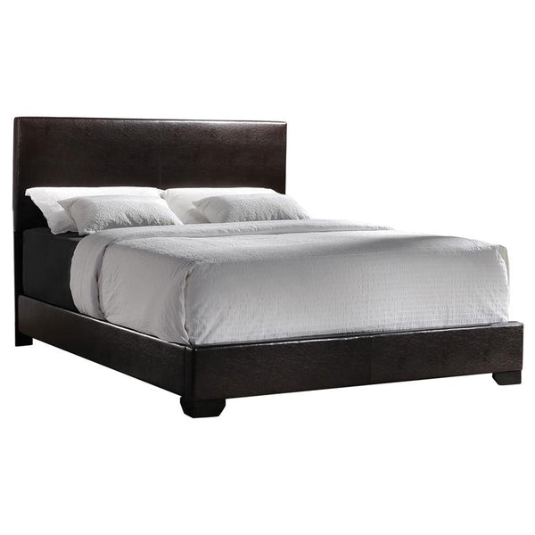 Conner Upholstered Eastern King Panel Bed Dark Brown - 300261KE