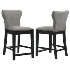 Rolando Upholstered Solid Back Counter Height Stools with Nailhead Trim (Set of 2) Grey and Black - 183028