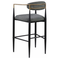 Tina Metal Pub Height Bar Stool with Upholstered Back and Seat Dark Grey (Set of 2) - 121189