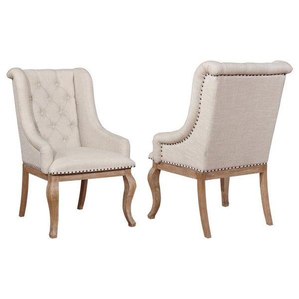 Brockway Tufted Arm Chairs Cream and Barley Brown (Set of 2) - 110293