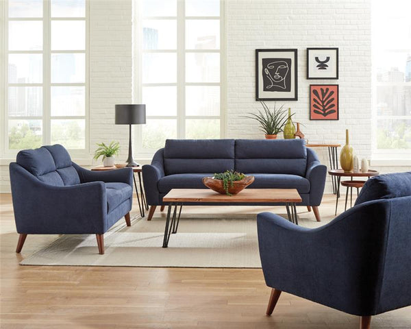 Gano 3-piece Upholstered Sloped Arm Sofa Set Navy Blue - 509514-S3