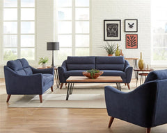 Gano 2-piece Upholstered Sloped Arm Sofa Set Navy Blue - 509514-S2