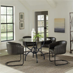 Aviano 48" Round Glass Top Dining Table Clear and Gunmetal - 108291BG