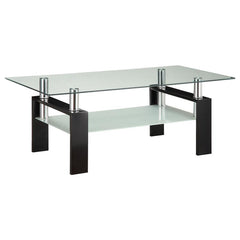 Dyer 1-shelf Rectangular Glass Top Coffee Table Black - 702288