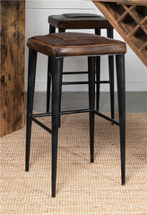 Alvaro Leather Upholstered Backless Bar Stool Antique Brown and Black (Set of 2) - 109079