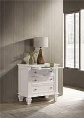 Sandy Beach 3-drawer Nightstand Cream White - 201302