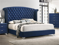 Melody Upholstered Eastern King Wingback Bed Pacific Blue - 223371KE