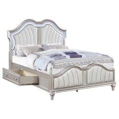 Evangeline Wood Queen LED Storage Panel Bed Silver Oak - 223390Q