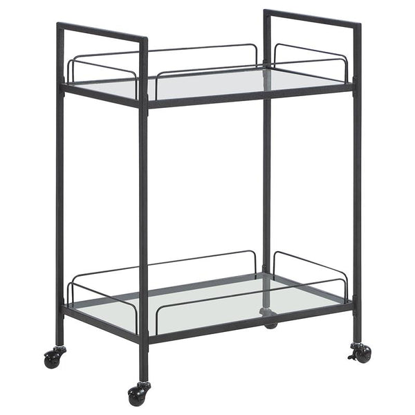 Curltis Serving Cart with Glass Shelves Clear and Black - 181065