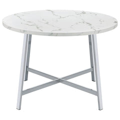 Alcott Round Faux Carrara Marble Top Dining Table Chrome - 120400