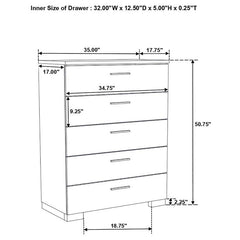 Felicity 5-piece Twin Bedroom Set White High Gloss - 203500T-S5L