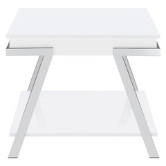 Marcia Rectangular Side End Table White High Gloss - 708157