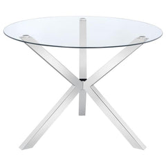 Vance Glass Top Dining Table with X-cross Base Chrome - 120760